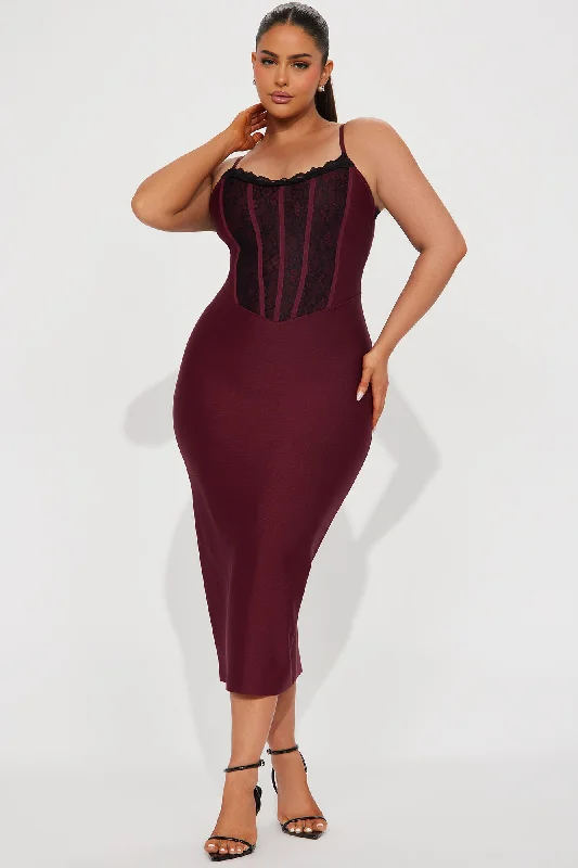 Carolina Bandage Midi Dress - Burgundy