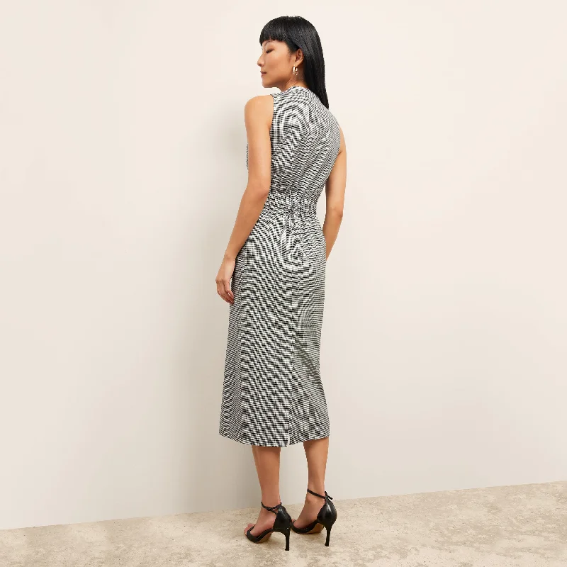 Cassandra Dress - Gingham Linen :: Black/White