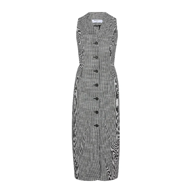 Cassandra Dress - Gingham Linen :: Black/White