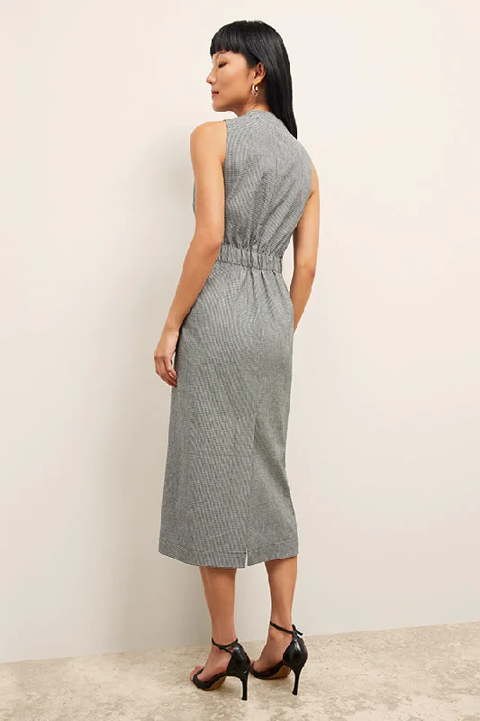 Cassandra Dress - Gingham Linen :: Black/White