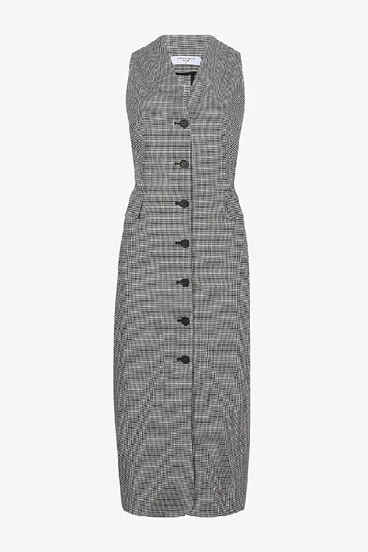 Cassandra Dress - Gingham Linen :: Black/White