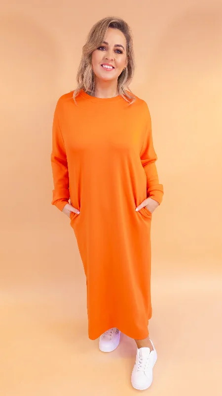 Claudia Orange Sweater Dress