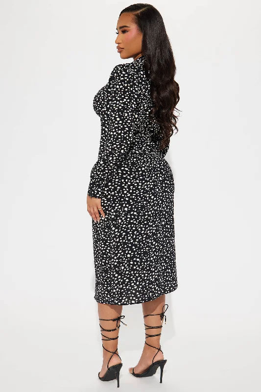 Collar Confidante Midi Dress - Black/combo