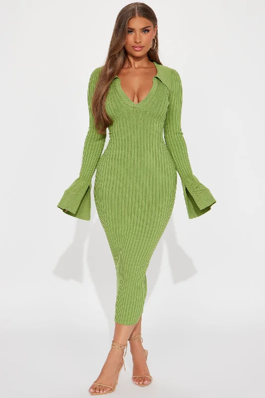 Fallon Sweater Midi Dress - Green