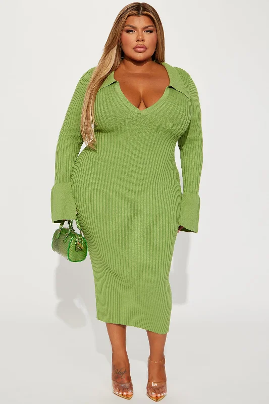 Fallon Sweater Midi Dress - Green