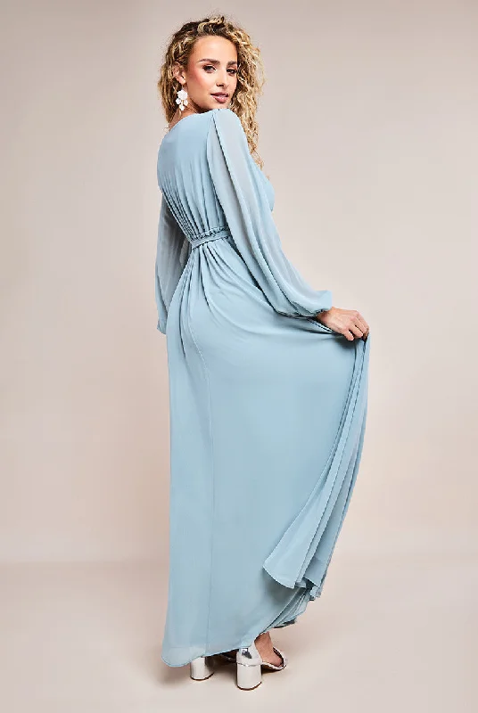 Goddiva Wrap Back Maxi With Front Slit Chiffon