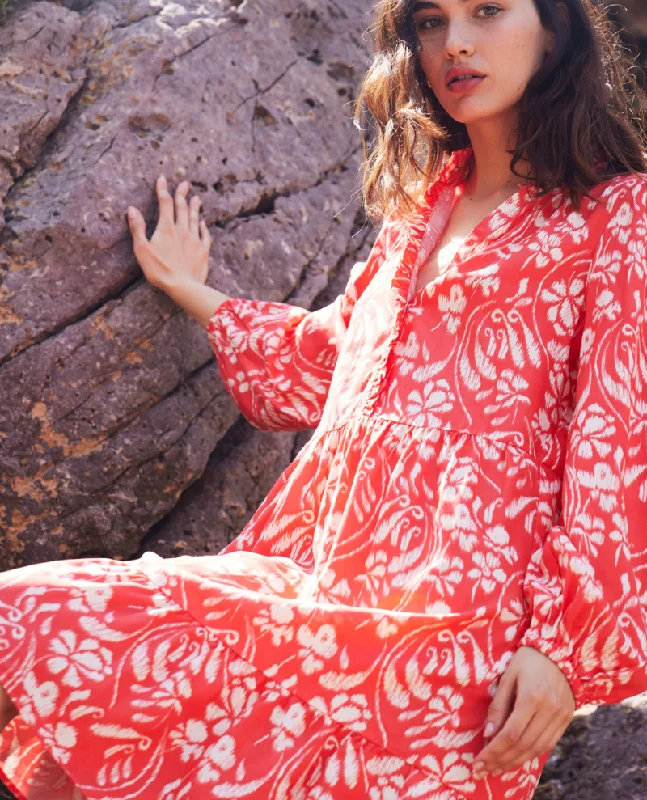 Ichi Nasreen Hot Coral Dress