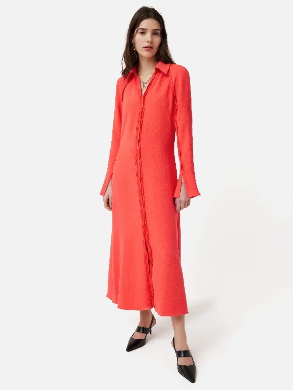 Japanese Crepe Shirt Dress | Coral