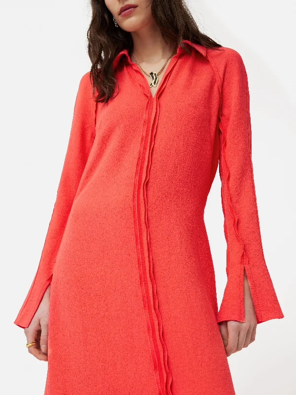 Japanese Crepe Shirt Dress | Coral