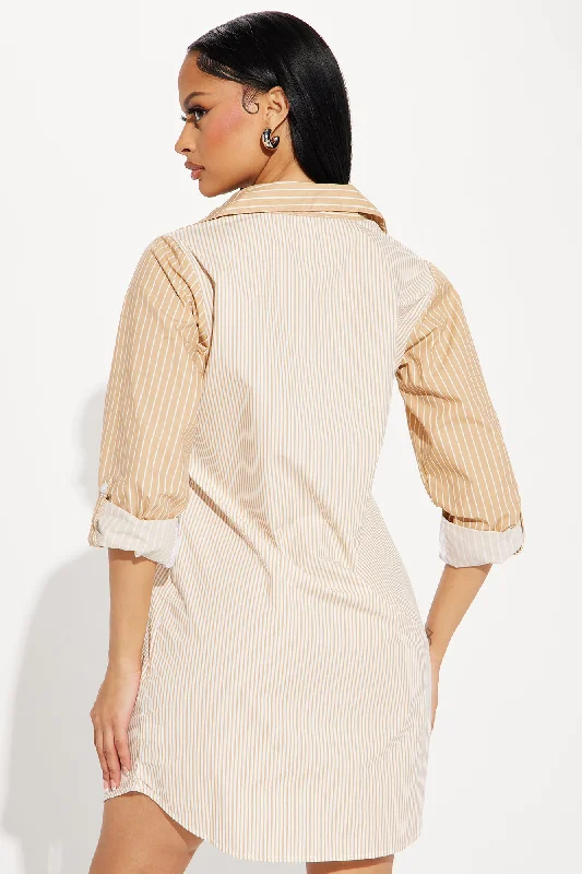 Liza Mini Shirt Dress - Sand/combo