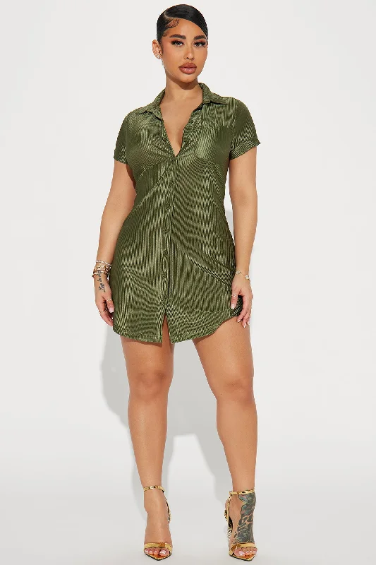 Madelyn Mini Shirt Dress - Olive