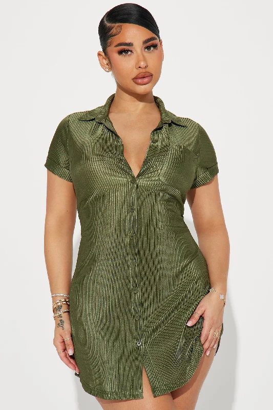 Madelyn Mini Shirt Dress - Olive