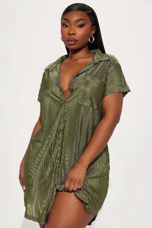 Madelyn Mini Shirt Dress - Olive