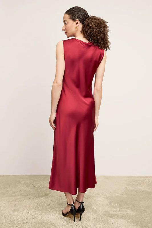 Priya Dress - Washable Silk Charmeuse :: Scarlet