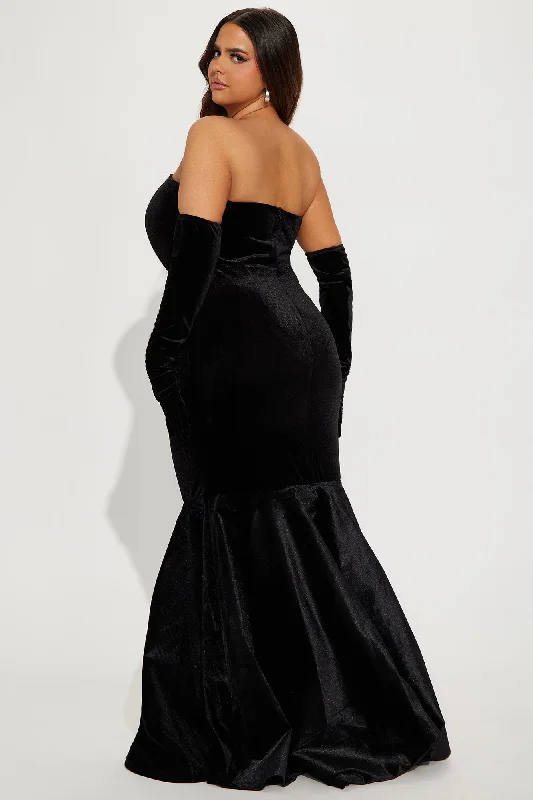 Stella Velvet Gown Set - Black