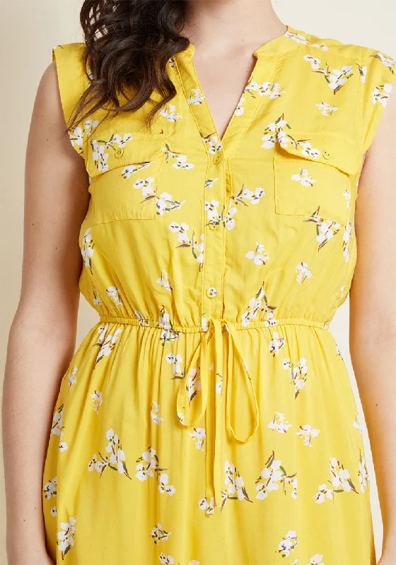 A Way With Woods Sleeveless Shirt Dress in Sunshine