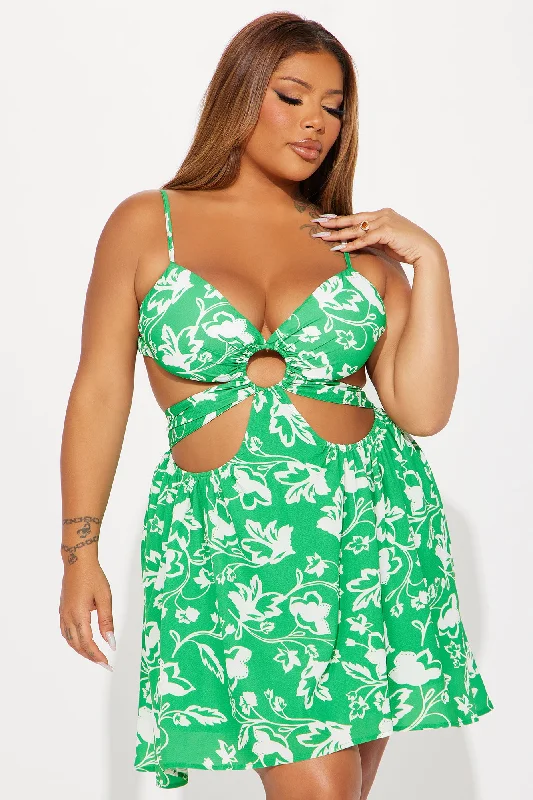 April Crepe Mini Dress - Green/combo