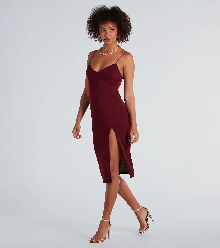 Catch Up Crepe Slip Midi Dress