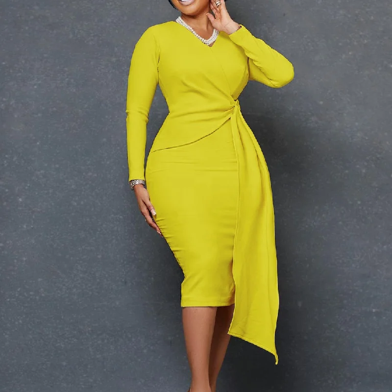 D302 Fashion american plus size africa clothing fall long sleeve career dresses women lady elegant women's dresses