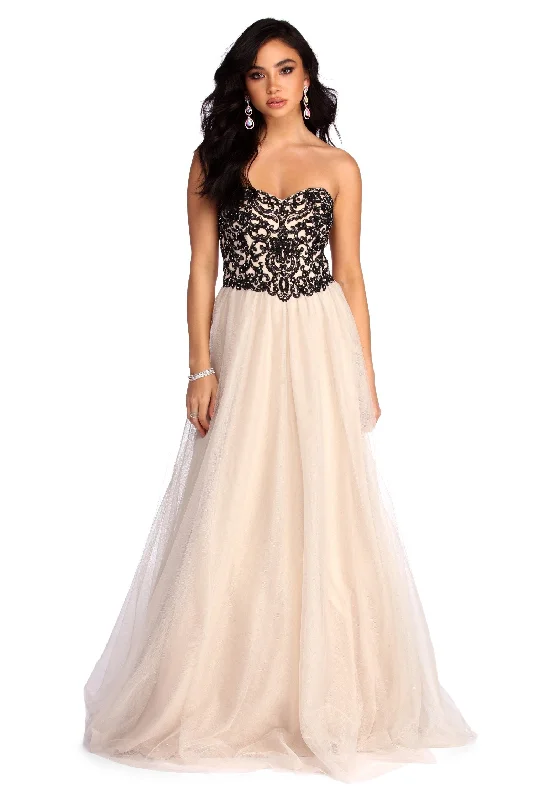 Demi Floral Lace Up Ball Gown