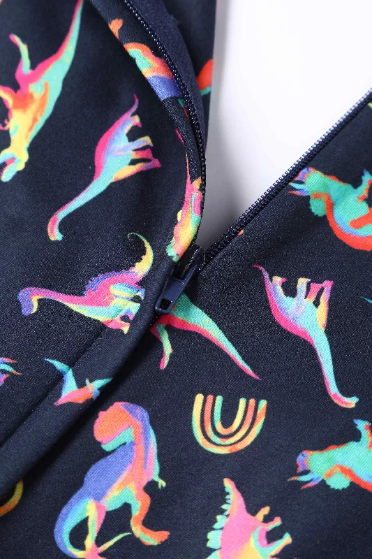 Esther Dinosaurs & Rainbow Black Jumpsuit