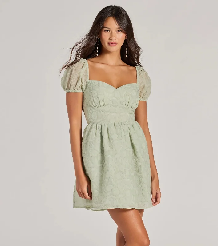 Flawless Flirty Puff Sleeve Tie Back Skater Dress