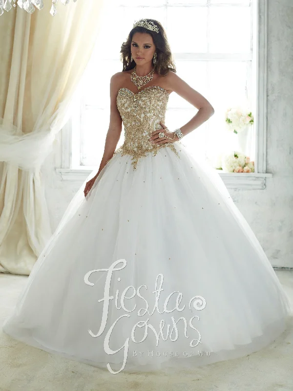 Gold Beaded Strapless Dress by House of Wu Fiesta Gowns 56286