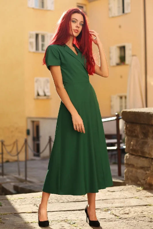 Green Wrap Linen Dress 3266