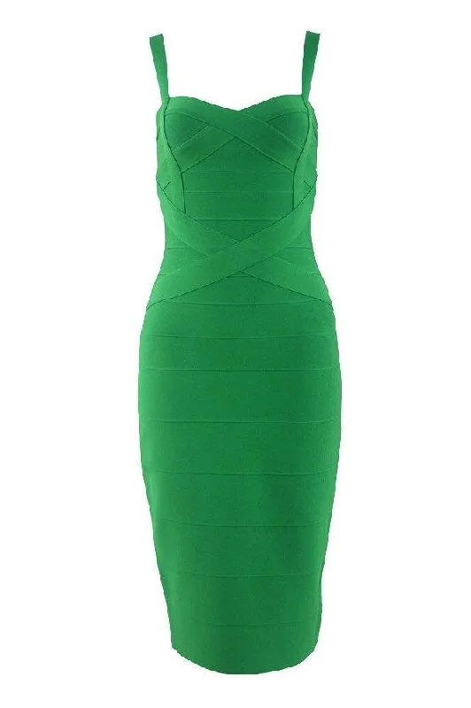 Heidi Bandage Midi Dress - Emerald Green