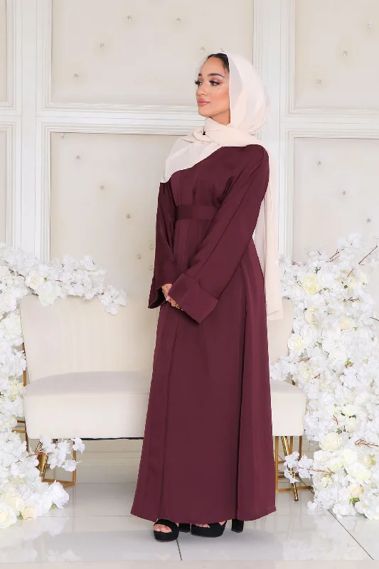 Mariah Essential Open Abaya- Mahogany