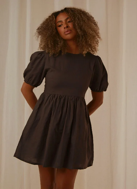 Nima Linen Mini Dress - Coal