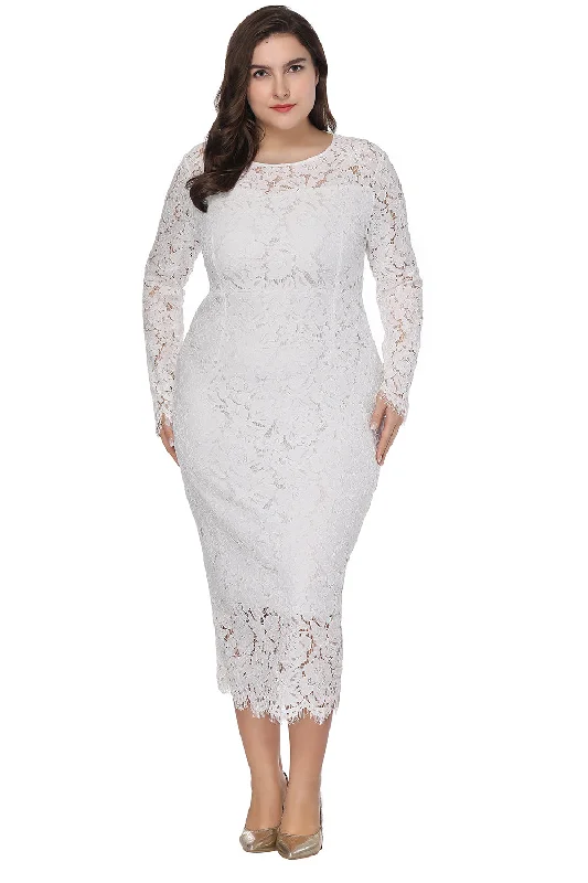 Plus Size Long Sleeves Wedding Guest Dress