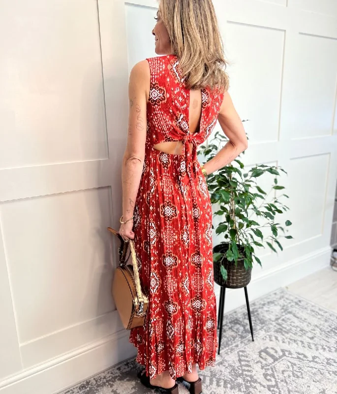 Printed Tie Back Midaxi Dress