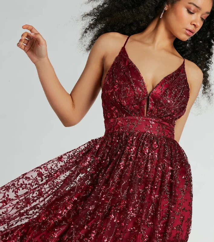 Solana A-Line Glitter Sequin Tulle Formal Dress