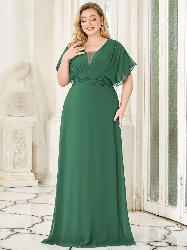 A-Line Empire Waist Chiffon Plus Size Wholesale Evening Party Dress