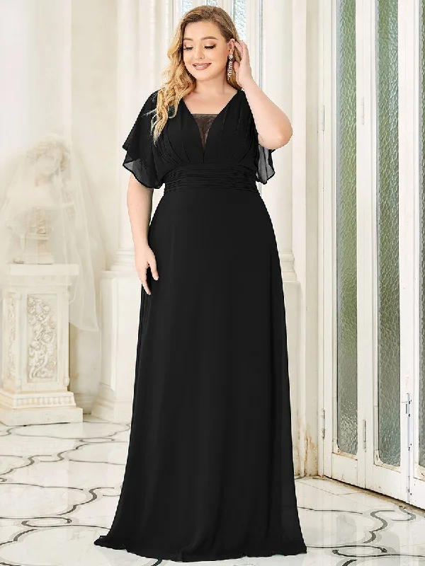 A-Line Empire Waist Chiffon Plus Size Wholesale Evening Party Dress