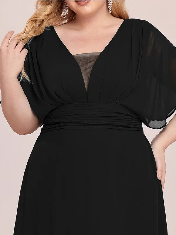 A-Line Empire Waist Chiffon Plus Size Wholesale Evening Party Dress