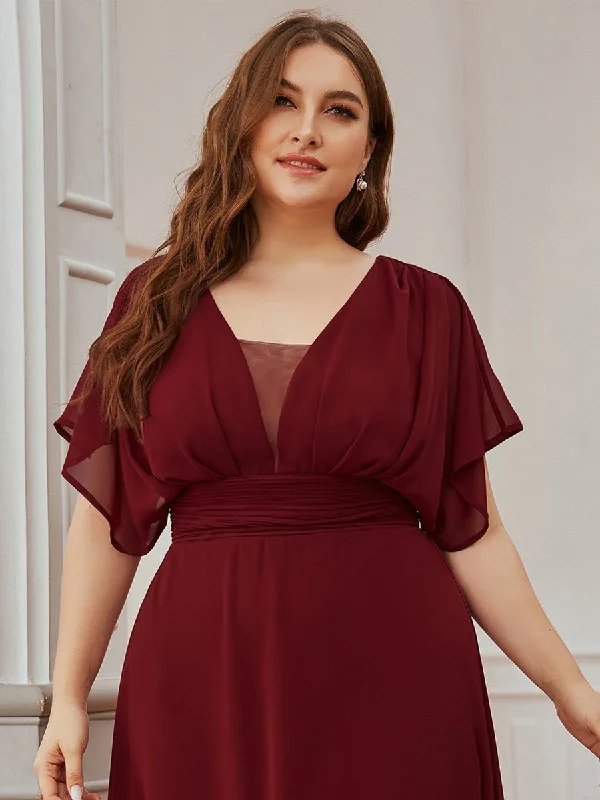 A-Line Empire Waist Chiffon Plus Size Wholesale Evening Party Dress