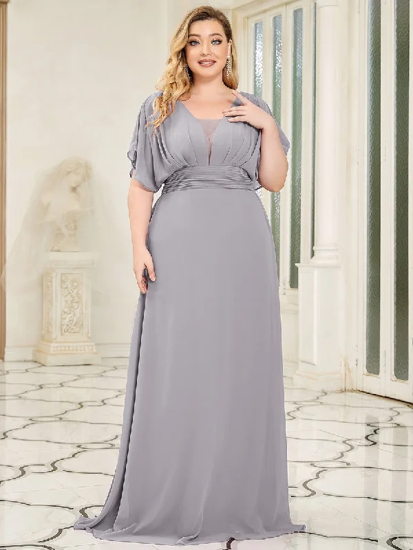 A-Line Empire Waist Chiffon Plus Size Wholesale Evening Party Dress