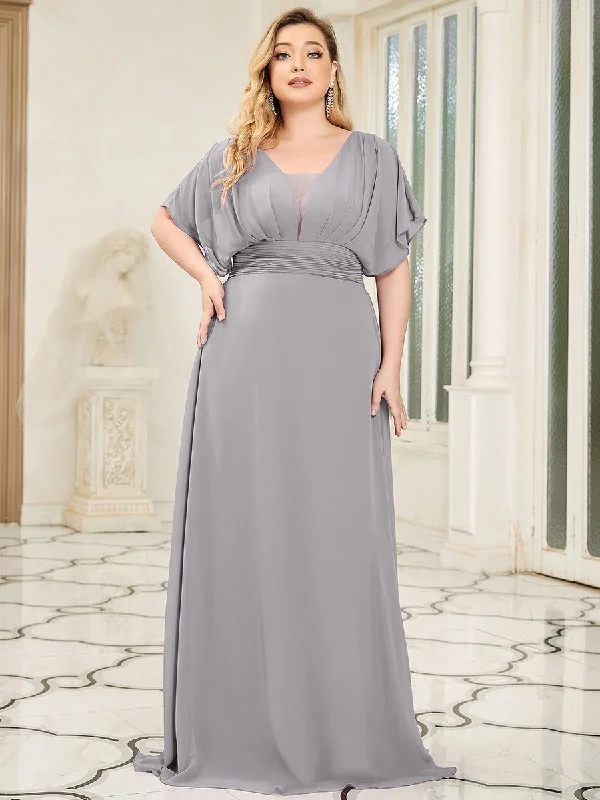 A-Line Empire Waist Chiffon Plus Size Wholesale Evening Party Dress