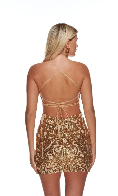 Strappy-Back Short Sequin Homecoming Dress 4622