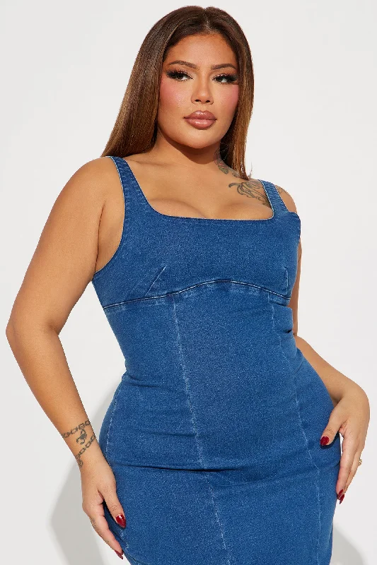 Angelina Denim Midi Dress - Denim