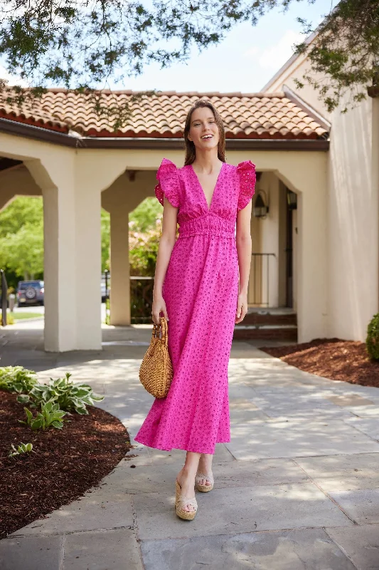 Flutter V-neck Maxi Dress