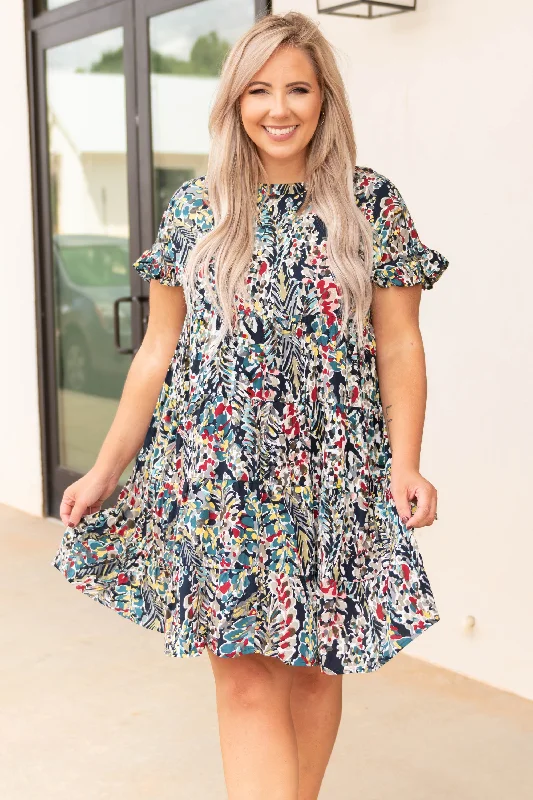 Garden District Dress, Navy Multi