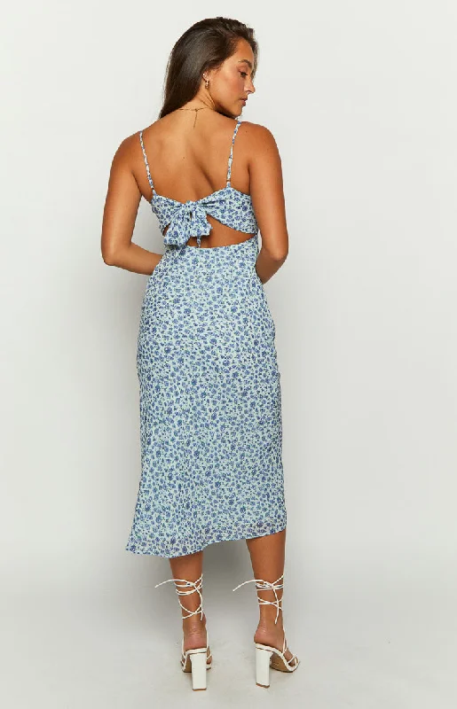 Gemma Dark Blue Floral Midi Dress