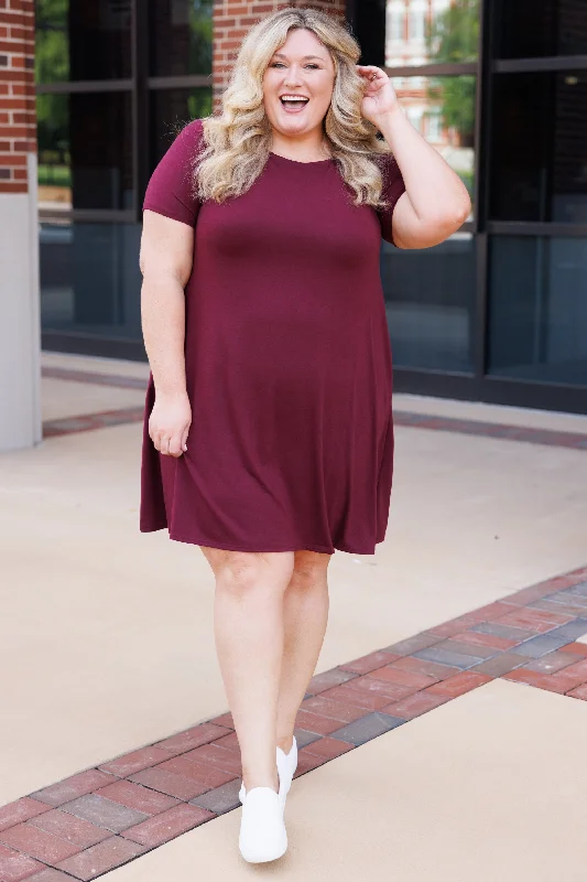 Getting Inspired Dress, Dark Burgundy