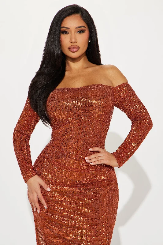 Got Class Sequin Gown - Copper