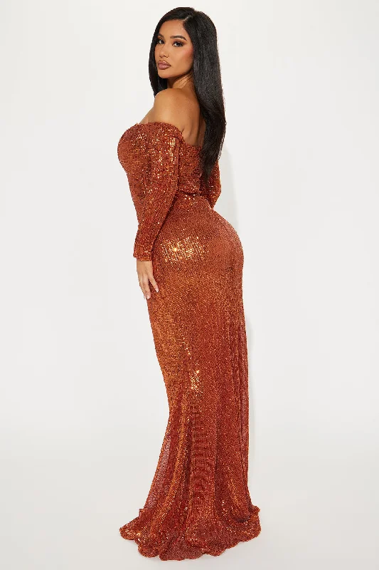 Got Class Sequin Gown - Copper