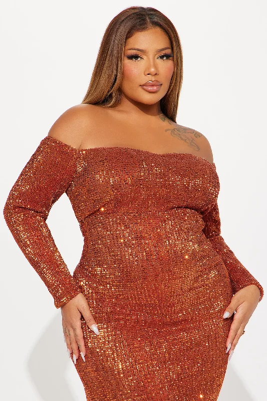 Got Class Sequin Gown - Copper