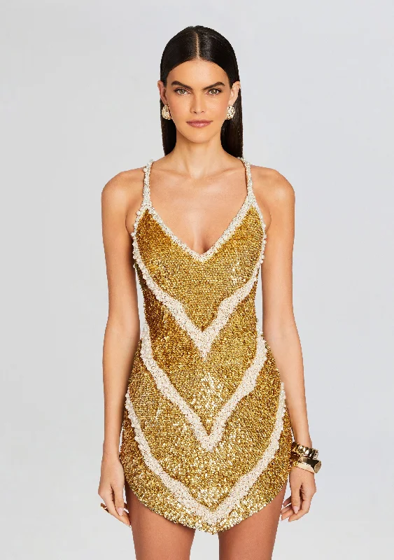 Inessa Feather Sequin Dress